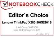 Editor's Choice Award in March 2018: Lenovo ThinkPad X280