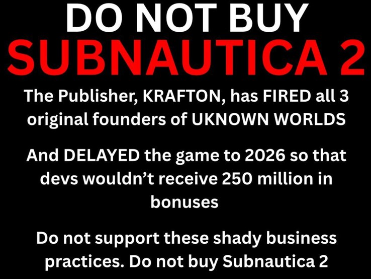 Fans on Subnautica subreddit asking for a boycott. (Image source: Specialist-Target461 on Reddit)