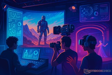 A futuristic film set powered by virtual production, AI, and VR technology (Image source: OpenAI/DALL·E)