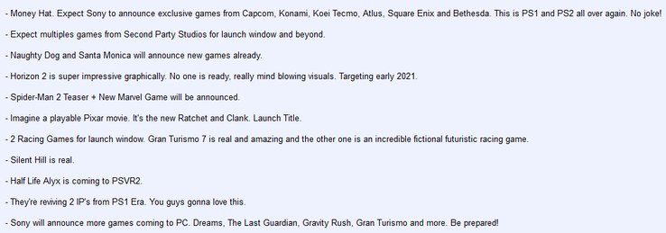 PS5 game-related rumors from 4chan. (Image source: 4chan)