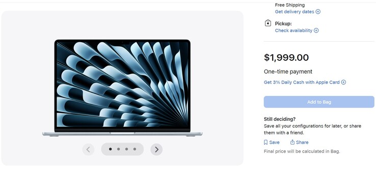 Apple MacBook Air M4 price with 32 GB RAM and 1 TB of storage.