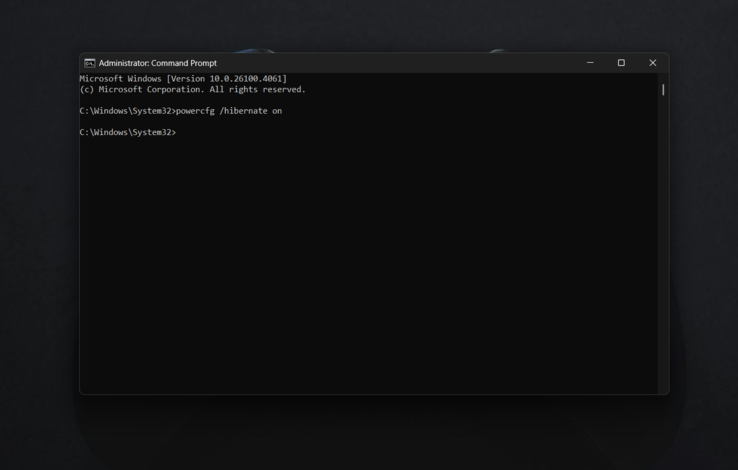 Enabling Hibernation mode via the command prompt (Image Source: Antony Muchiri)