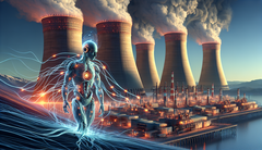Increasing AI demand forces tech companies to turn to less eco-friendly nuclear power. (Image source: AI-generated, Dall-E 3)