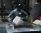 A screenshot from the livestream shows the Figure AI 03 sorting parcels.