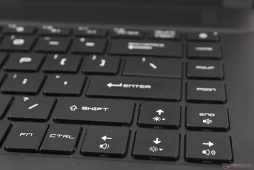 Large arrow keys while the adjacent Fn and Ctrl keys are smaller and softer