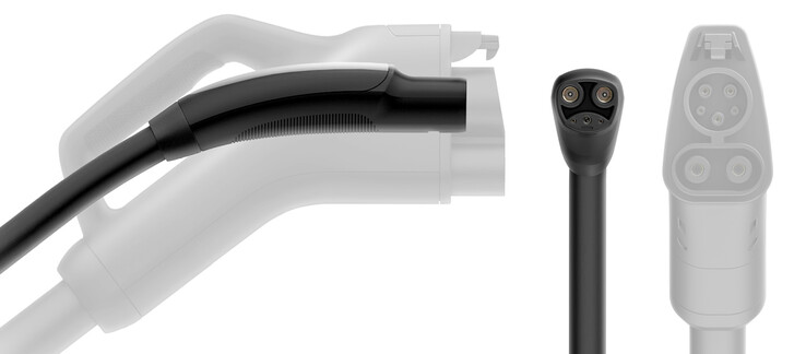 Tesla superimposing its NACS connector to show its superior to CCS design