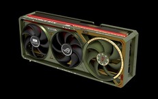 The ROG Astral GeForce RTX 5080 Doom Edition has four cooling fans. (Image source: Asus/Bethesda)