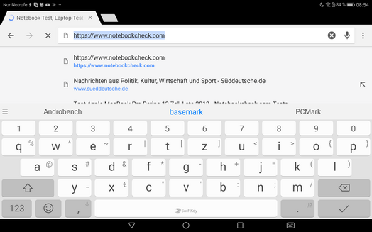 Keyboard in landscape mode