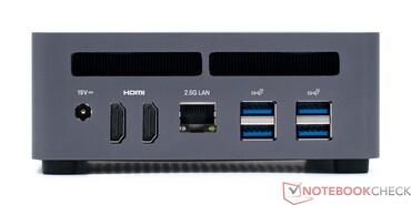 Back: DC 19V, 2x HDMI 2.1, RJ45 2.5G, 4x USB3.2 Gen2 Type-A