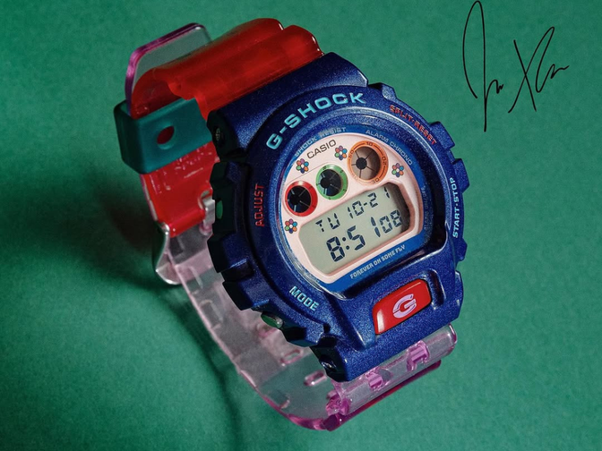 New Casio G-Shock DW-6900 collab watch with a bright color palette