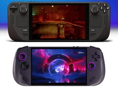 Steam Deck OLED (top) and Lenovo Legion Go S (bottom). (Image source: Valve and Best Buy, edited)