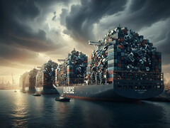 747,000 tons of e-waste was recycled in Germany for the extraction of valuable raw materials. This corresponds to the enormous cargo capacity of seven of the world's largest container ships. (Image: Google Gemini AI)