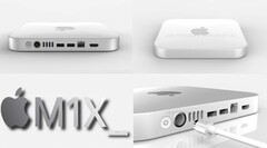 The M1X Mac Mini has a sleeker look to it than the 2020 M1 variant of the mini PC. (Image source: @RendersbyIan - edited)