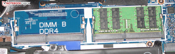 The laptop has two memory slots.