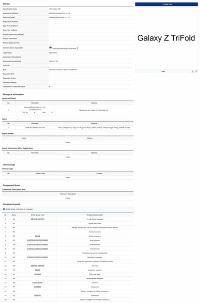 Galaxy Z Trifold patent registration (image source: Galaxyclub.nl)