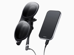 Rokid AR Spatial glasses connected to its external controller. (Image source: Rokid)