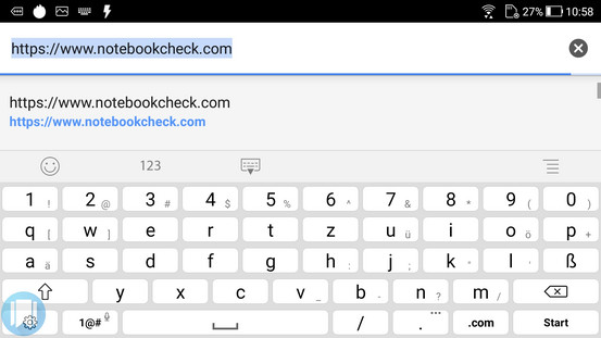 The keyboard in horizontal mode