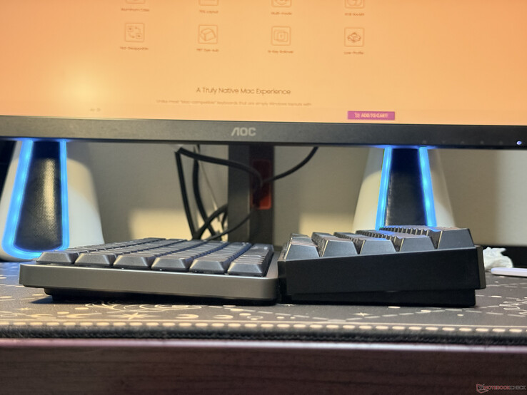 The Akko Air 01 next to a regular mechanical keybord