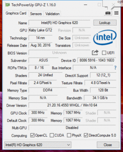 GPU-Z: Intel HD Graphics 620