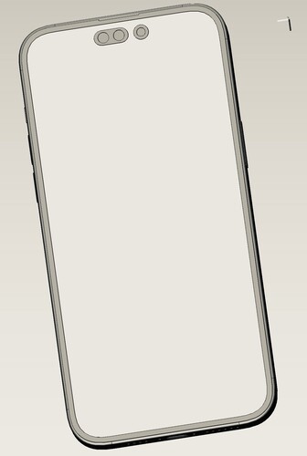 iPhone 14 Pro Max CAD render - Front panel. (Image Source: @VNchocoTaco on Twitter)