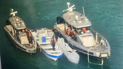 The narco sea drone directed by Starlink off the Carribean coast. (Image source: Armada de Colombia)