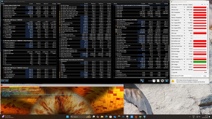The Nvidia GeForce RTX 5090 during the stress test