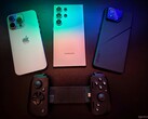 iPhone 15 Pro Max, Galaxy S24 Ultra, ROG Phone 8 Pro and Razer Kishi v2 controller. (Image: Notebookcheck)