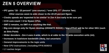 AMD Zen 5 information. (Source: RedGamingTech)