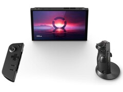 Lenovo Legion Go with controllers detached and the right controller in mouse mode. (Image source: Amazon)