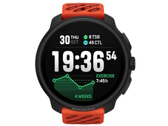 The Suunto Race 2 smartwatch in coral orange comes with a 1.5-inch OLED display to display running statistics and the time. (Image source: Suunto)