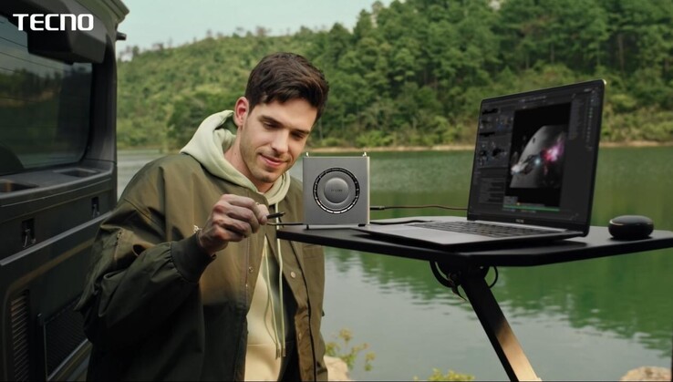 The MegaBook S14 with its External Graphics Dock. (Image source: Tecno)