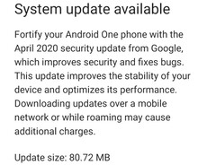 Xiaomi Mi A1 April 2020 update notification (Source: Own)