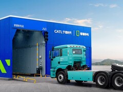 Heavy truck battery swap station.