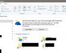 The latest builds of Windows 10 now show occasional advertisements for OneDrive storage in the File Explorer. (Source: MSPowerUser)