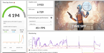 3DMark Time Spy in "Smart Auto" mode, but on battery power