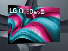 77-inch LG C5 OLED TV front shown at angle is shown (Image source: LG with edits)