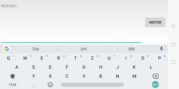 Using the default keyboard in landscape mode