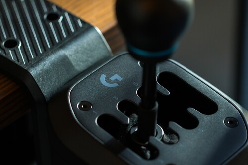 Logitech G RS H-Shifter is shown with table clamp