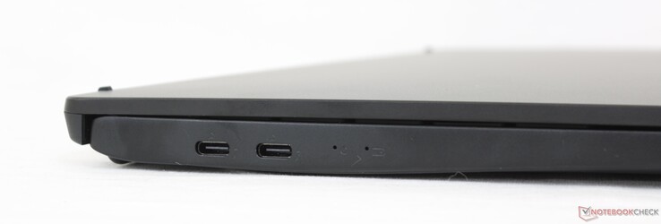 Left: 2x USB-C w/ Thunderbolt 4 + Power Delivery + DisplayPort 1.4a