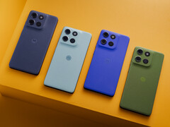 Motorola describes the Moto G56's launch colours as Black Oyster, Grey Mist, Dazzling Blue and Dill, all with Pantone branding. (Image source: Motorola)