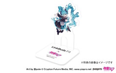 A specially-illustrated stand holds the Sony Hatsune Miku Linkbuds Fit earbuds. (Image source: Sony)