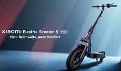 The Xiaomi Electric Scooter 5 Max can travel for up to 60 km (~37 miles) on a single charge (Image source: Xiaomi)