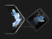 The Galaxy Z Flip5 will be one of many devices that Samsung debuts at its next Galaxy Unpacked event. (Image source: @OnLeaks & MediaPeanut)