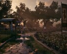 A detailed outdoor environment from Mukti, showcasing atmospheric lighting and environmental design in the museum setting (Image source: Mukti official website)