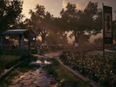 A detailed outdoor environment from Mukti, showcasing atmospheric lighting and environmental design in the museum setting (Image source: Mukti official website)