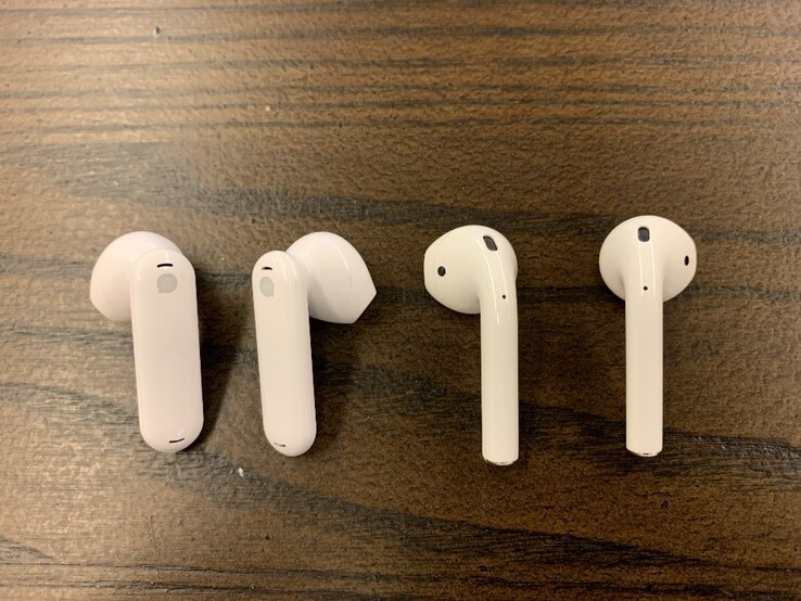 TimeKettle earbuds (left) vs. Apple Airpods (right)