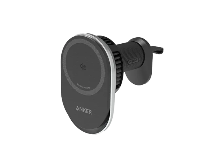 A new image of the Anker Prime Wireless Car Charger in a black/silver colorway. (Image source: Anker)