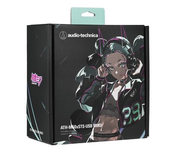 The Audio-Technica Hatsune Miku ATH-M50xSTS-USB MIKU headset is packaged in a limited-edition illustrated box. (Image source: Audio-Technica)