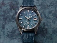 The Citizen 30th Anniversary Eco-Drive model (pictured) has a cloud-like pattern on the blue washi paper dial. (Image source: Citizen)