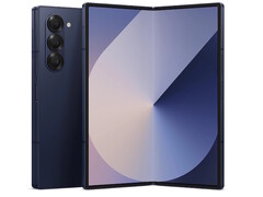 Amazon gives the navy Samsung Galaxy Z Fold6 smartphone a 23% price cut. (Image source: Samsung)
